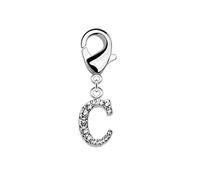 beyoutifulthings Damen Charm-Anhänger Buchstabe C Silber Zirkonia Clear Bettel-Armband Charm-träger Fuß-kettchen Hals-kette Chirurgenstahl