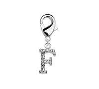 beyoutifulthings Damen Charm-Anhänger Buchstabe F Silber Zirkonia Clear Bettel-Armband Charm-träger Fuß-kettchen Hals-kette Chirurgenstahl
