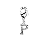 beyoutifulthings Damen Charm-Anhänger Buchstabe P Silber Zirkonia Clear Bettel-Armband Charm-träger Fuß-kettchen Hals-kette Chirurgenstahl