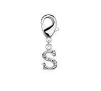beyoutifulthings Damen Charm-Anhänger Buchstabe S Silber Zirkonia Clear Bettel-Armband Charm-träger Fuß-kettchen Hals-kette Chirurgenstahl