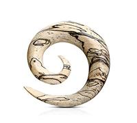 beyoutifulthings Dehn-Spirale Tamarind-Holz Beige-Gestreift Dehnstab Dehnanhänger Dehnungs-Schnecke Dehnungs-Sichel Ohr-Piercing Ohr-Schmuck 19mm
