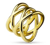 beyoutifulthings funkelnder DOPPELTES X Band-Ring Chirurgenstahl 316L Verlobungs-Ring Partner-Ring Trau-Ring Silber, Gold, Roségold 47(15)-60(19)