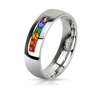 beyoutifulthings funkelnder Regenbogen Band-Ring Chirurgenstahl 316L Verlobungs-Ring Partner-Ring Trau-Ring 47(15)-69(22)