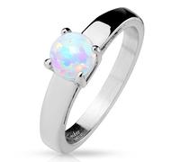 beyoutifulthings glänzender Opal Band-Ring Chirurgenstahl 316L Verlobungs-Ring Partner-Ring Edelstahl Trau-Ring 47(15)-60(19)