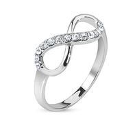beyoutifulthings Glitzer UNENDLICHKEITS-Schleife Zirkonia Band-Ring Chirurgenstahl 316L Partner-Ring Trau-Ring Gold Silber 47(15)-60(19)