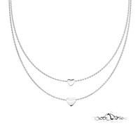 beyoutifulthings Hals-Kette 2 Herzen Anhänger Doppel Layerd 2-lagig Damen-Halskette Schmuck Collier Edelstahl Gold Roségold Silber 450mm