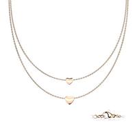 beyoutifulthings Hals-Kette 2 Herzen Anhänger Doppel Layerd 2-lagig Damen-Halskette Schmuck Collier Edelstahl Gold Roségold Silber 450mm