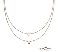 beyoutifulthings Hals-Kette Stern Zirkonia Anhänger Doppel Layerd 2-lagig Damen-Halskette Schmuck Collier Edelstahl Roségold 450mm
