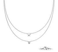 beyoutifulthings Hals-Kette Stern Zirkonia Anhänger Doppel Layerd 2-lagig Damen-Halskette Schmuck Collier Edelstahl Silber 450mm