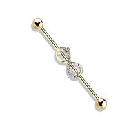 beyoutifulthings Industrial-Piercing Gold Zirkonia Unendlichkeits-Schleife Clear Industrial-Barbell Industrial-Bar Chirurgenstahl Stab-länge 38-mm