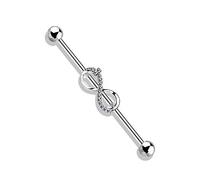 beyoutifulthings Industrial-Piercing Silber Zirkonia Unendlichkeits-Schleife Clear Industrial-Barbell Industrial-Bar Chirurgenstahl Stab-länge 38-mm