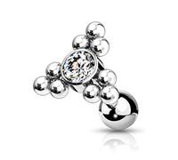 beyoutifulthings Knorpel 1 Ohr-stecker Zirkonia Clear Triangel Cluster Silber Cartilage Piercing-s Tragus Edelstahl Schraub-Verschluss