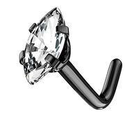 beyoutifulthings Nasen-Piercing Marquise-ZIRKONIA Nasen-Ring Nasen-Stecker L-Form Chirurgenstahl Schwarz Clear Stab 0,8/6mm Stein 2,5mm