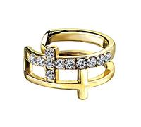 beyoutifulthings Ohr-klemme DOPPEL KREUZ PAVÉ ZIRKONIA clear Ohringe Ohr-ringe Ohr-clip Fake-Piercing Messing Gold