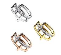 beyoutifulthings Ohr-klemme DOPPEL KREUZ PAVÉ ZIRKONIA clear SET Ohringe Ohr-ringe Ohr-clip Fake-Piercing Messing Silber Gold Roségold