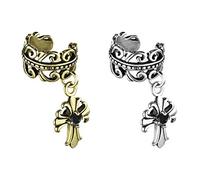 beyoutifulthings Ohr-klemme KELTISCHES HERZ FLEUR DE LIS Kreuz Anhänger SET Ohringe Ohr-ringe Ohr-clip Fake-Piercing Messing Silber Gold