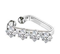 beyoutifulthings Ohr-klemme TRIANGEL ZIRKONIA QUADRATE clear Ohringe Ohr-ringe Ohr-clip Fake-Piercing Messing Silber