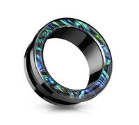 beyoutifulthings Ohr-Tunnel Abalone Schwarz Ohr-Piercing Ohr-Schmuck Plug 6-mm Screw Fit Schraub-Verschluss