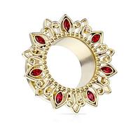 beyoutifulthings Ohr-Tunnel Blume Zirkonia Gold Rot Ohr-Piercing Edelstahl Ohr-Schmuck Screw Fit Flesh Plug Schraub-Verschluss 10mm