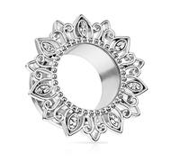 beyoutifulthings Ohr-Tunnel Blume Zirkonia Silber Clear Ohr-Piercing Edelstahl Ohr-Schmuck Screw Fit Flesh Plug Schraub-Verschluss 6mm