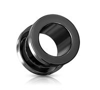 beyoutifulthings Ohr-Tunnel Schwarz Ohr-Piercing Edelstahl Ohr-Schmuck Screw Fit Flesh Plug Schraub-Verschluss 5mm