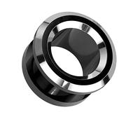 beyoutifulthings Ohr-Tunnel Schwarz Silber Rand Chirurgenstahl Ohr-Piercing Ohr-Schmuck Plug Screw Fit Schraub-Verschluss 8-25mm