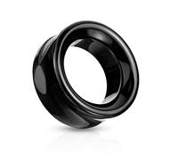 beyoutifulthings Ohr-Tunnel Schwarzer Agat-Stein Ohr-Piercing Ohr-Schmuck Ohr-Plug Double Flared Sattel-Verschluss 12mm