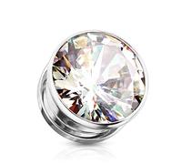 Beyoutifulthings Ohr-Tunnel Zirkonia - Silber, Gold, Schwarz, Regenbogen, Clear - Piercing Edelstahl Schmuck Screw Fit Plug Schraub-Verschluss 3-25mm