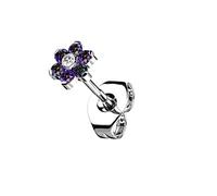 beyoutifulthings Push-In Damen Ohr-Stecker Titan-ium Grad 23 Zirkonia Blume Ohr-ringe Ohringe Silber Bunt 5-mm