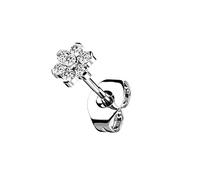 beyoutifulthings Push-In Damen Ohr-Stecker Titan-ium Grad 23 Zirkonia Blume Ohr-ringe Ohringe Silber Clear 5-mm