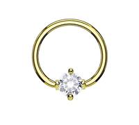 beyoutifulthings Ring ZIRKONIA Brustwarzen-Piercing Intim-Piercing Brust-Piercing Nippel-Piercing Edelstahl Gold Clear Stab 1,2mm Ring 10mm