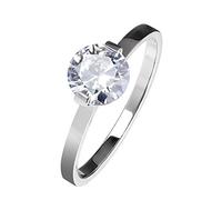 beyoutifulthings runder SOLITÄR-ZIRKONIA Clear Band-Ring Finger-Ring Chirurgenstahl 316L Verlobungs-Ring Partner-Ring Trau-Ring Silber 60(19.1)