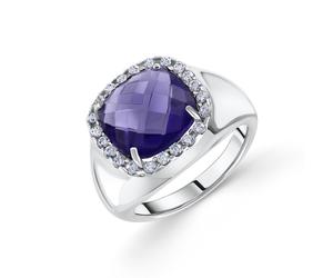 Bezaubernder Damenring aus 925er Silber mit Tansanit HTS und Zirkonia