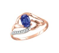 bezaubernder Damenring, Rotgold 585, Saphir HTS, Zirkonia 21,5 mm (68) SOKOLOV Jewelry