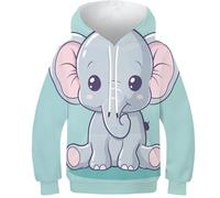 Bezaubernder Kinder Hoodie Cartoon Elefant Mit 3D-Muster - Kinder Pullover, Der in Jeder Garderobe Auffällt, Weiches Kinder Sweatshirt