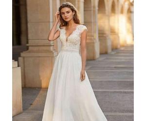 Bezauberndes langes Brautkleid mit V-Ausschnitt und Spitzenoberteil - perfekt für Weihnachten, Halloween, Hochzeiten, Abschlussbälle und Geburtstage