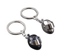 Bezeichnung: Kreativer Metall-Anhänger für Kopfhörer, 2 Stück, Mini-3D-Helm-Design, Dekoration für Unisex, Silber, 8cm x 3cm x 1.8cm
