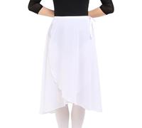 Bezioner Wickelrock Damen Lang Tanzrock Damen Ballettrock aus Chiffon Mit Verstellbares Taillenband für Erwachsene Frauen Weiß