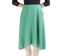Bezioner Wickelrock Damen Lang Tanzrock Damen Ballettrock aus Chiffon Mit Verstellbares Taillenband für Erwachsene Frauen Grün