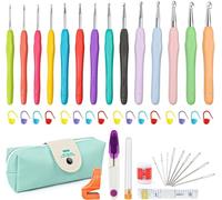 BFHRHF 45 Stück Häkelnadel Set, 14 Stück Stricken Nadeln Kit, Häkelhaken Set mit 2mm-10mm Häkelnadel, Häkelset für Anfänger mit Häkel Zubehör, Ergonomische Gummigriffe Weichemgriff Häkelnadeln