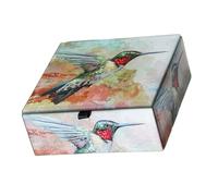 BFLKY Stilvoller, verspiegelter Schmuckhalter, stilvolle Schmuckvitrine mit Kolibri-Gemälden für Zuhause oder auf Reisen