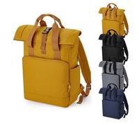 BAG BASE RECYCLED TWIN HANDLE ROLL-TOP LAPTOP BACKPACK GREY MARL