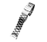 BGFFDSZ 18 mm 20 22 24 Universal-Armbänder mit gebogenem Ende, massives Edelstahl-Armband, kompatibel Seiko Citizen Casio Watch Man(C-Silver,24mm)