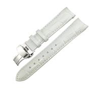 BGFFDSZ 18 mm Rindslederarmband, kompatibel mit Tissot T035.207, Damen, 32 Zifferblatt, lila-weiße Armbänder, kostenlose Tools(White,18MM_BLACK BUCKLE)