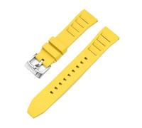 BGFFDSZ 19/20/21/22/24 mm FKM-Armband, kompatibel mit Tissot, Seiko, Casio, Schnellverschluss, Fluorkautschuk-Uhrenarmband, Swatch X Omega MoonSwatch(Yellow-silver,21mm)