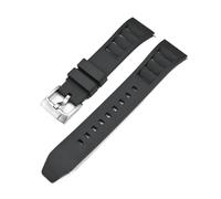 BGFFDSZ 19/20/21/22/24 mm FKM-Armband, kompatibel mit Tissot, Seiko, Casio, Schnellverschluss, Fluorkautschuk-Uhrenarmband, Swatch X Omega MoonSwatch(Black-silver,24mm)