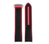 BGFFDSZ 20 mm, 21, 22 Nylon-Kautschuk-Uhrenarmband, kompatibel mit Omega SEAMASTER PLANET OCEAN Herren-Uhrenarmband Faltschließe, Silikonarmband(Black red silver,22mm)
