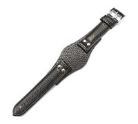 BGFFDSZ 20 mm 22 Fossil CH2564 CH2565 CH2891CH3051 Handgefertigtes Uhrenarmband aus Rindsleder, schwarz-braunes Tablett, kompatibel mit Herren und Damen(Black-silver buckle,20mm)