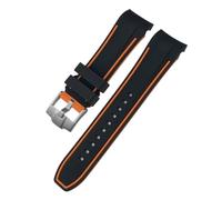 BGFFDSZ 24 mm Gummiarmband mit gebogenem Ende, kompatibel DIESEL ON DZ73 DZ74 57 Oversized-Serie, buntes, weiches Silikon-Sportarmband for Herren(Black orange,24MM_GOLDEN BUCKLE)