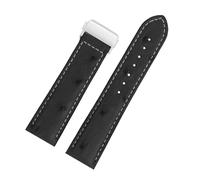 BGFFDSZ Kompatibel mit dem Hamilton Khaki Aviation Classic Series Herrenarmband aus Rindsleder, 20 mm/22 mm, schwarz/braun, Faltschließe(06-Black steel,20mm)